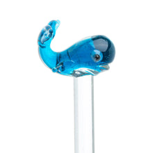 Load image into Gallery viewer, Mexican Recycled Glass Cocktail Stirrer with Blue Whale - Cheerful Blue Whale | NOVICA