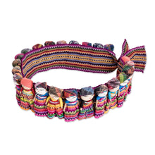 Load image into Gallery viewer, Handmade Ribbon-Style Hat Band with Guatemalan Worry Dolls - Little Helpers | NOVICA