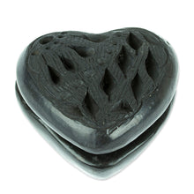 Load image into Gallery viewer, Barro Negro Black Ceramic Mini Jewelry Box Crafted in Mexico - Heart & Diamonds | NOVICA