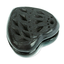 Load image into Gallery viewer, Barro Negro Black Ceramic Mini Jewelry Box Crafted in Mexico - Heart & Diamonds | NOVICA
