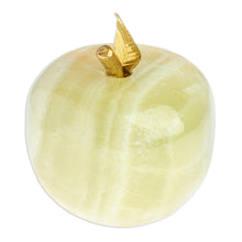 Load image into Gallery viewer, Onyx and Brass Apple Sculpture from Mexico - Eris Apple | NOVICA