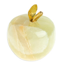 Load image into Gallery viewer, Onyx and Brass Apple Sculpture from Mexico - Eris Apple | NOVICA