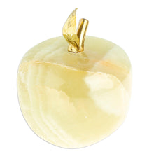 Load image into Gallery viewer, Onyx and Brass Apple Sculpture from Mexico - Eris Apple | NOVICA