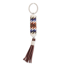 Load image into Gallery viewer, Beaded Leather Keychain and Bag Charm Handmade in Guatemala - Chic Subtlety | NOVICA