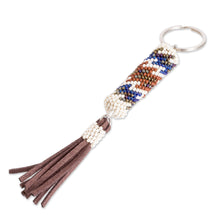 Load image into Gallery viewer, Beaded Leather Keychain and Bag Charm Handmade in Guatemala - Chic Subtlety | NOVICA