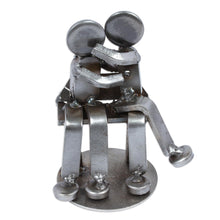 Load image into Gallery viewer, Recycled Auto Parts Lovers Figurine Handmade in Mexico - Affectionate Lovers | NOVICA