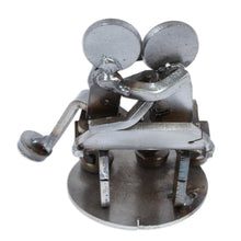 Load image into Gallery viewer, Recycled Auto Parts Lovers Figurine Handmade in Mexico - Affectionate Lovers | NOVICA
