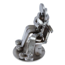 Load image into Gallery viewer, Recycled Auto Parts Lovers Figurine Handmade in Mexico - Affectionate Lovers | NOVICA