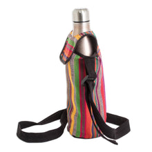 Load image into Gallery viewer, Striped Cotton Bottle Carrier Hand-Woven in Guatemala - Colorful Roots | NOVICA