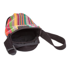 Load image into Gallery viewer, Striped Cotton Bottle Carrier Hand-Woven in Guatemala - Colorful Roots | NOVICA