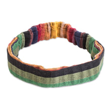Load image into Gallery viewer, Multicolored Cotton Headband Hand-Woven in Guatemala - Rainbow Warmth | NOVICA