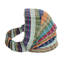Load image into Gallery viewer, Colorful Striped Cotton Headband Hand-Woven in Guatemala - Subtlety | NOVICA