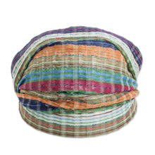 Load image into Gallery viewer, Colorful Striped Cotton Headband Hand-Woven in Guatemala - Subtlety | NOVICA