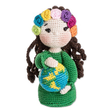 Load image into Gallery viewer, Crocheted Cotton World Peace Theme Decorative Display Doll - Earth Mother for World Peace | NOVICA