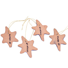 Load image into Gallery viewer, Set of 4 Handcrafted Ceramic Talavera Star Ornaments in Blue - Floral Twilight | NOVICA