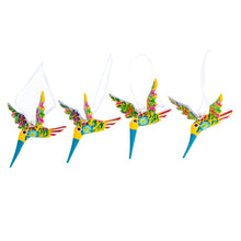 Load image into Gallery viewer, Set of 4 Handcrafted Copal Wood Bird Ornaments in Jonquil - Jonquil Flutter | NOVICA