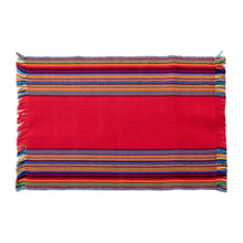 Load image into Gallery viewer, Handwoven Cotton Crimson Placemats with Napkins (Set of 4) - Crimson Custom | NOVICA