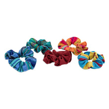 Load image into Gallery viewer, Set of 5 Colorful Cotton Scrunchies from Guatemala - United Femininity | NOVICA