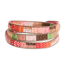 Load image into Gallery viewer, Handcrafted Glass Beaded Wrap Bracelet from Guatemala - Geometric Innovation | NOVICA
