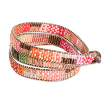 Load image into Gallery viewer, Handcrafted Glass Beaded Wrap Bracelet from Guatemala - Geometric Innovation | NOVICA
