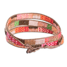 Load image into Gallery viewer, Handcrafted Glass Beaded Wrap Bracelet from Guatemala - Geometric Innovation | NOVICA