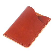 Load image into Gallery viewer, Brown Leather Card Wallet with Two Compartments - Brown Fortune | NOVICA