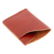 Load image into Gallery viewer, Brown Leather Card Wallet with Two Compartments - Brown Fortune | NOVICA
