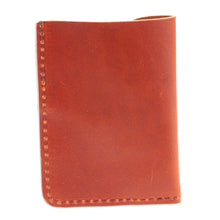 Load image into Gallery viewer, Brown Leather Card Wallet with Two Compartments - Brown Fortune | NOVICA
