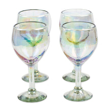 Load image into Gallery viewer, Set of 4 Clear Handblown Wine Glasses from Mexico - Ethereal Fineness | NOVICA