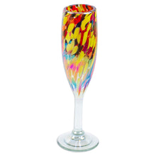 Load image into Gallery viewer, Set of 4 Multicolor Handblown Champagne Flutes from Mexico - Intense Luxury | NOVICA