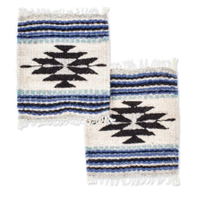Load image into Gallery viewer, Pair of Coasters Hand-Woven from Wool with Mexican Motifs - Blue Mexico | NOVICA
