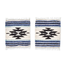 Load image into Gallery viewer, Pair of Coasters Hand-Woven from Wool with Mexican Motifs - Blue Mexico | NOVICA