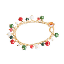 Load image into Gallery viewer, Christmas-Themed Crystal and Glass Beaded Charm Bracelet - Christmas Sparkle | NOVICA