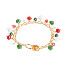 Load image into Gallery viewer, Christmas-Themed Crystal and Glass Beaded Charm Bracelet - Christmas Sparkle | NOVICA