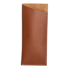 Load image into Gallery viewer, Handcrafted Unlined Brown Leather Glasses Case with Open Top - A Glance at Sophistication | NOVICA