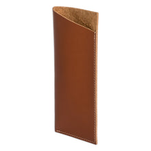 Load image into Gallery viewer, Handcrafted Unlined Brown Leather Glasses Case with Open Top - A Glance at Sophistication | NOVICA
