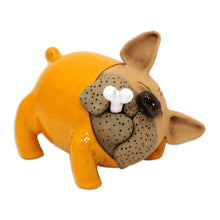 Load image into Gallery viewer, Orange Bulldog Ceramic Figurine Made and Painted by Hand - Orange Bulldog | NOVICA
