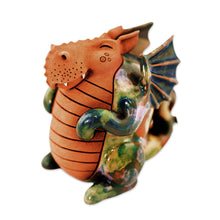 Load image into Gallery viewer, Dragon Ceramic Figurine Made & Painted by Hand in Uzbekistan - Little Green Dragon | NOVICA