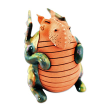 Load image into Gallery viewer, Dragon Ceramic Figurine Made & Painted by Hand in Uzbekistan - Little Green Dragon | NOVICA