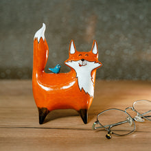 Load image into Gallery viewer, Fox Ceramic Figurine Made & Painted by Hand in Uzbekistan - Friendly Fox | NOVICA