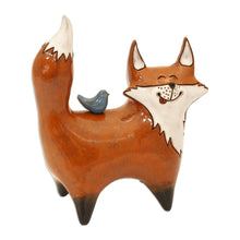 Load image into Gallery viewer, Fox Ceramic Figurine Made & Painted by Hand in Uzbekistan - Friendly Fox | NOVICA