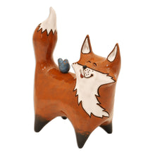 Load image into Gallery viewer, Fox Ceramic Figurine Made & Painted by Hand in Uzbekistan - Friendly Fox | NOVICA
