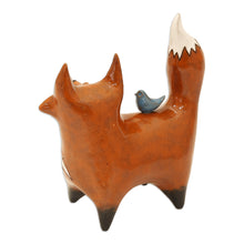 Load image into Gallery viewer, Fox Ceramic Figurine Made & Painted by Hand in Uzbekistan - Friendly Fox | NOVICA