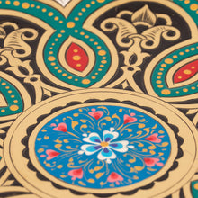 Load image into Gallery viewer, Green and Black Geometric Brass Wall Art from Uzbekistan - Bukhara's Green Paradise | NOVICA
