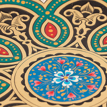 Load image into Gallery viewer, Green and White Floral Brass Wall Art from Uzbekistan - Heaven's Blossom | NOVICA