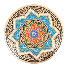 Load image into Gallery viewer, Black and Blue Geometric Brass Wall Art with Floral Motifs - Eden Illusions | NOVICA