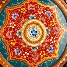 Load image into Gallery viewer, Hand-Carved Floral Walnut Wood Wall Art in Teal - Uzbekistan Eden in Teal | NOVICA