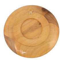 Load image into Gallery viewer, Hand-Carved Floral Walnut Wood Wall Art in Teal - Uzbekistan Eden in Teal | NOVICA