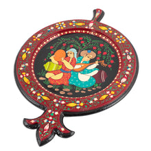 Load image into Gallery viewer, Hand-Painted Walnut Wood Wall Accent with Musician Couple - Pomegranate Musicians | NOVICA