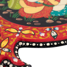 Load image into Gallery viewer, Hand-Painted Walnut Wood Wall Accent with Tender Couple - Pomegranate Lovers | NOVICA